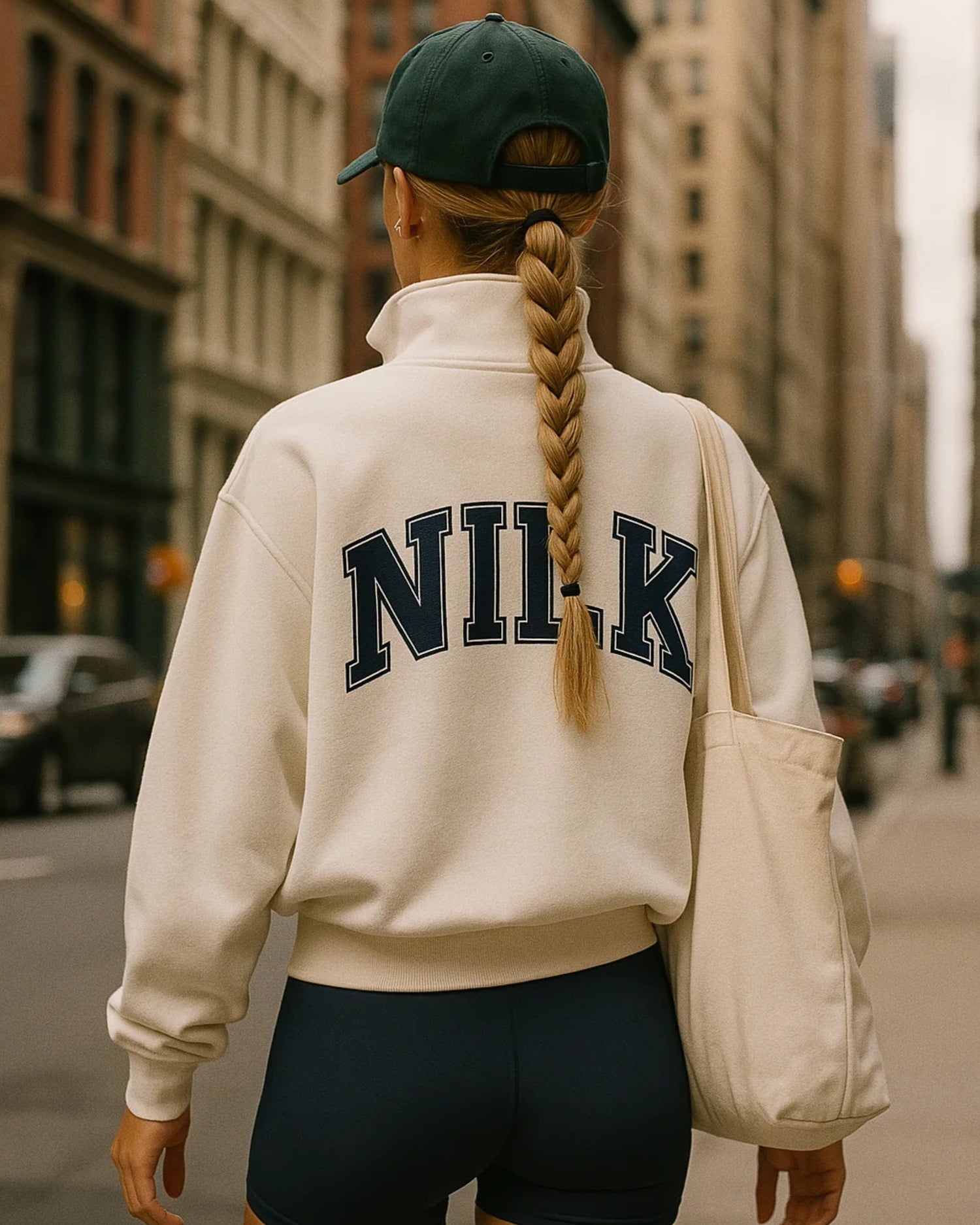 Sweat à capuche avec fermeture éclair quart de tour | Cream Dream Team NILK (logo au dos)