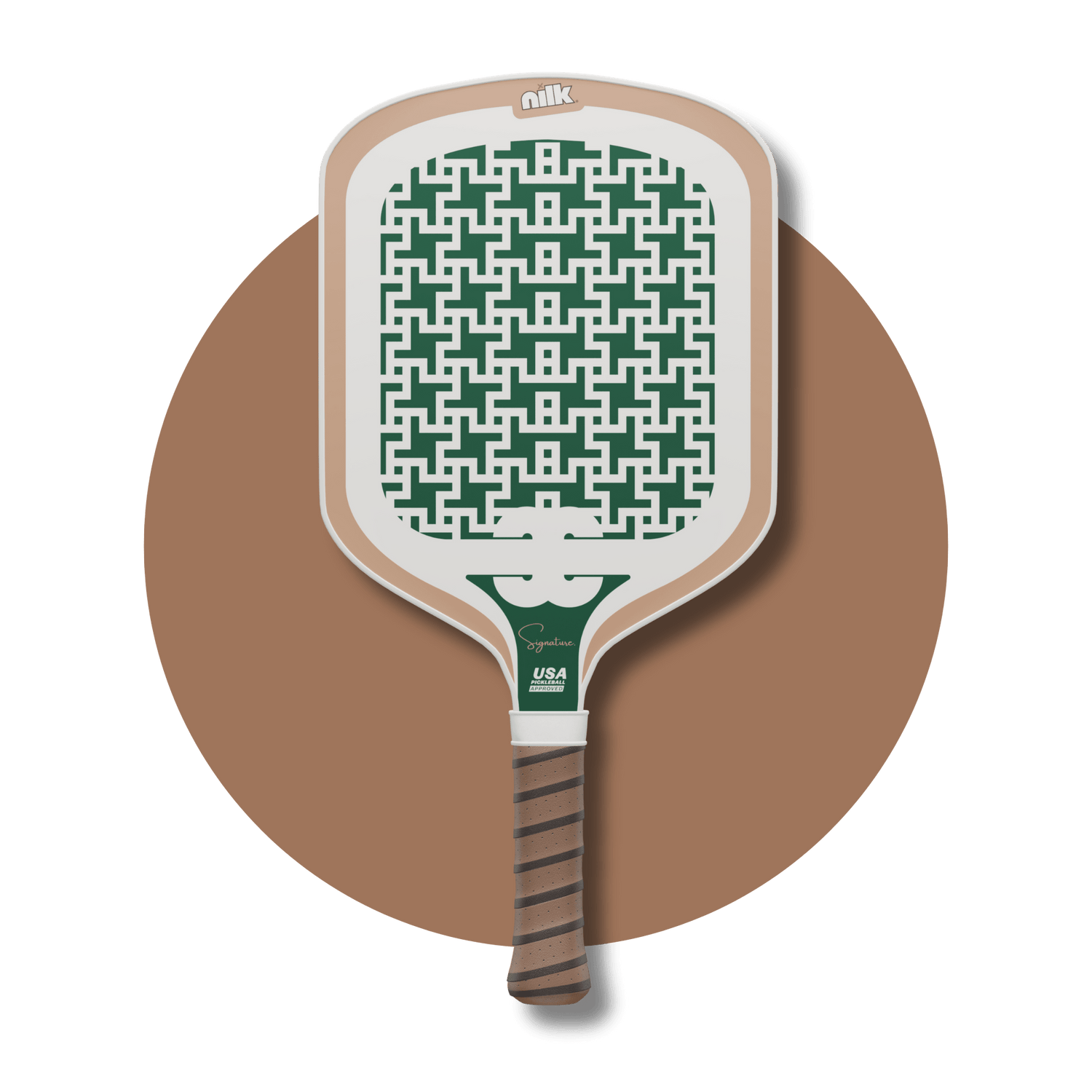 NILK Green Honeydew Signature paddle with premium monogram print, designed for maximum power, control and custom pickleball performance.