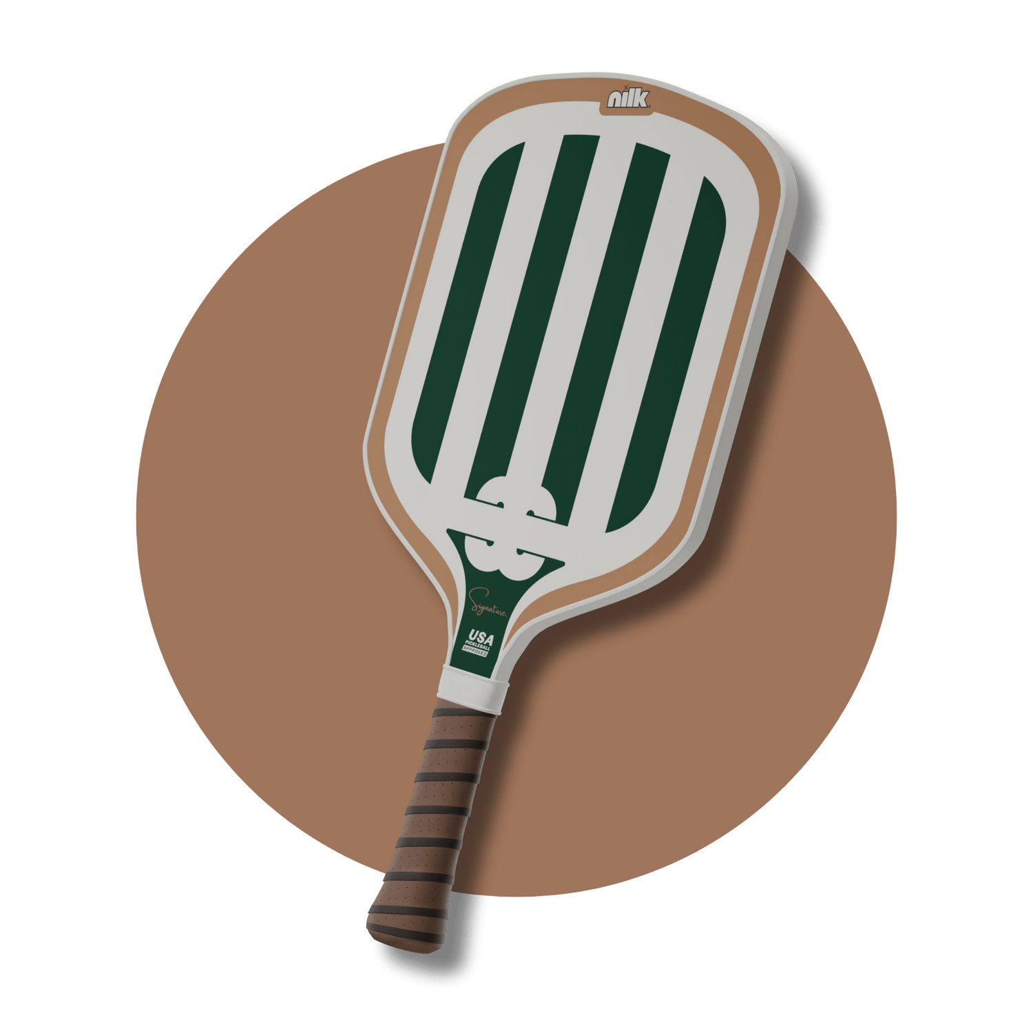 Green Matcha Signature Pickleball Paddle by NILK. Carbon fiber paddle for power, control and spin. One of the best pickleball paddles for 2025.