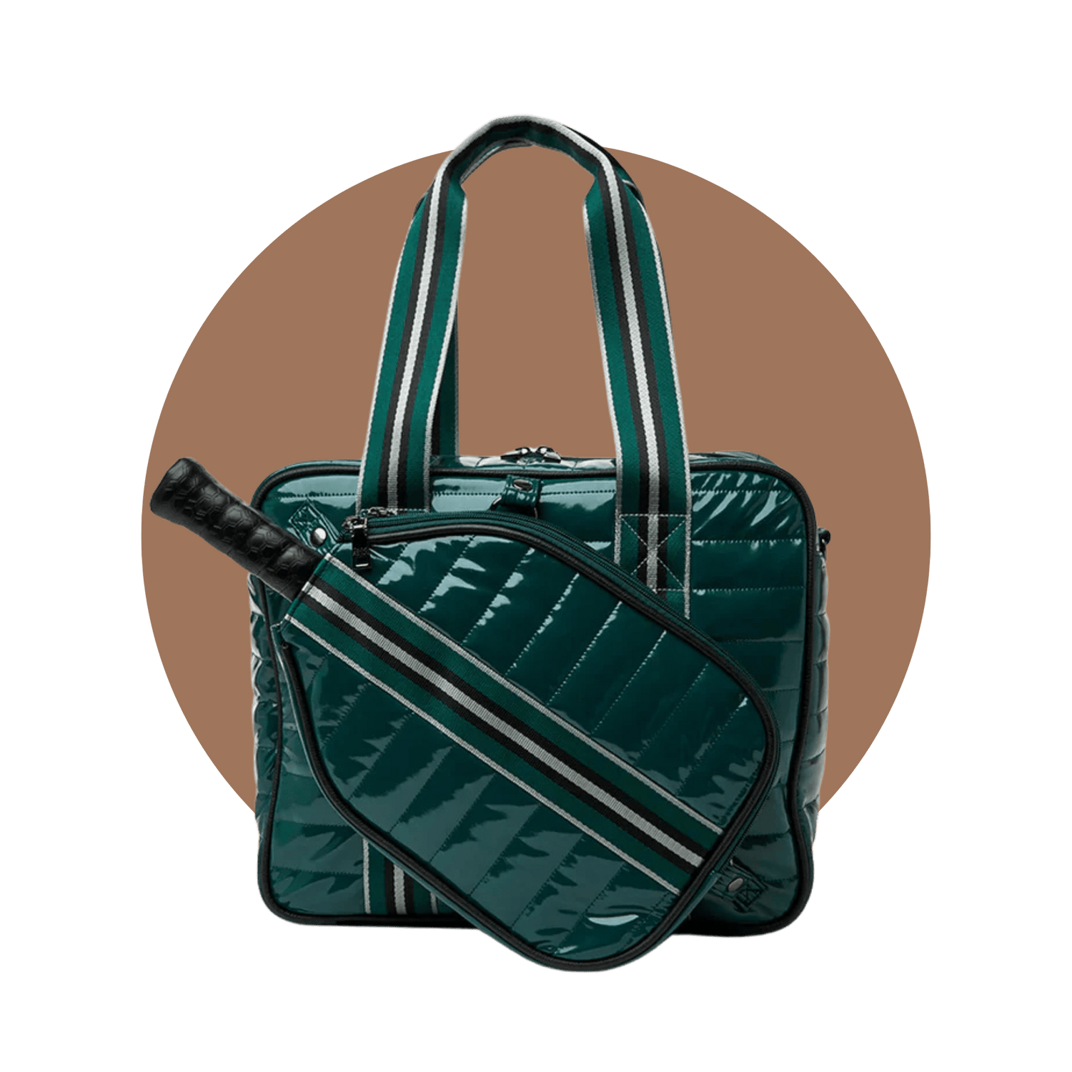 Green pickleball bag with paddle – premium puffer design for stylish players in Canada and the US.