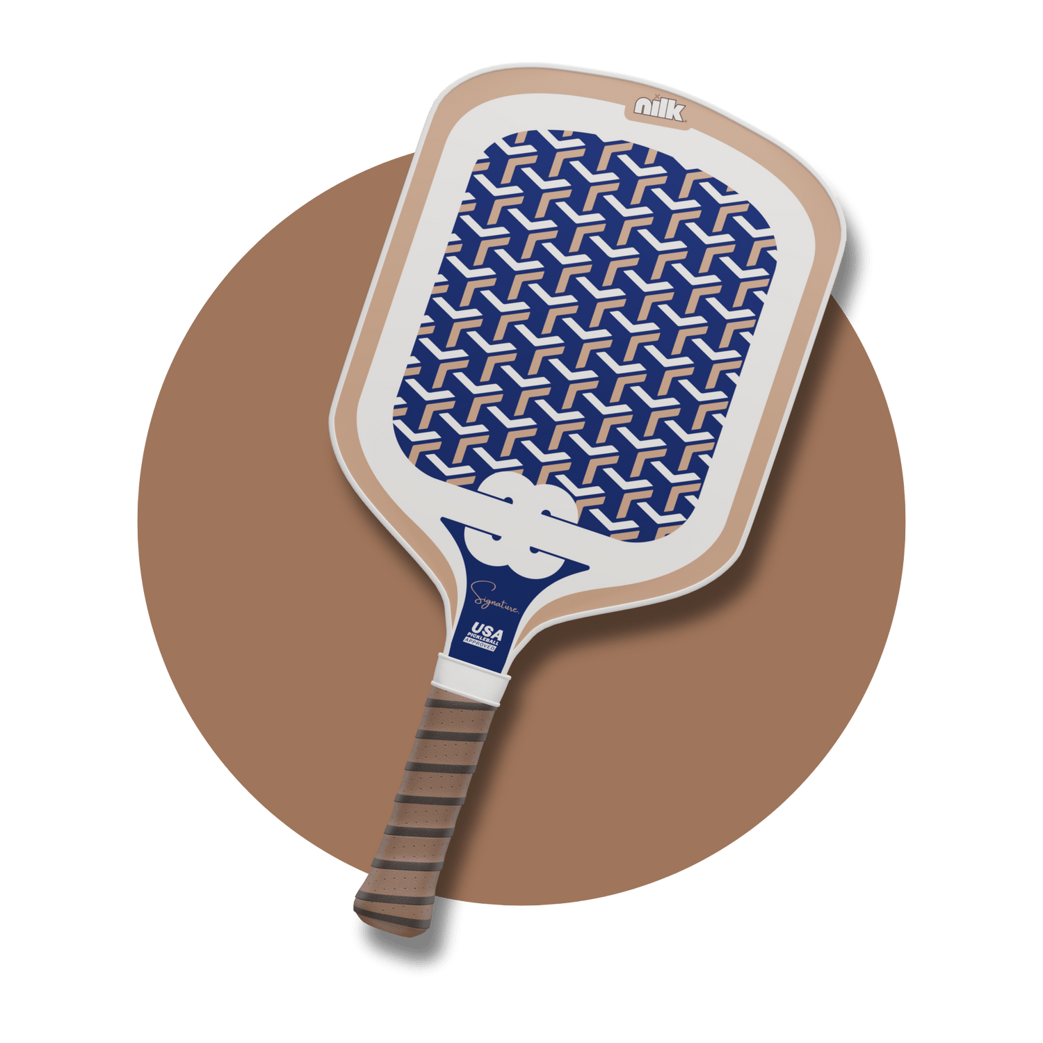NILK Tan Coco paddle featuring thermoformed carbon fiber and 3D cube design — best pickleball paddle of 2025 with unmatched style and performance.