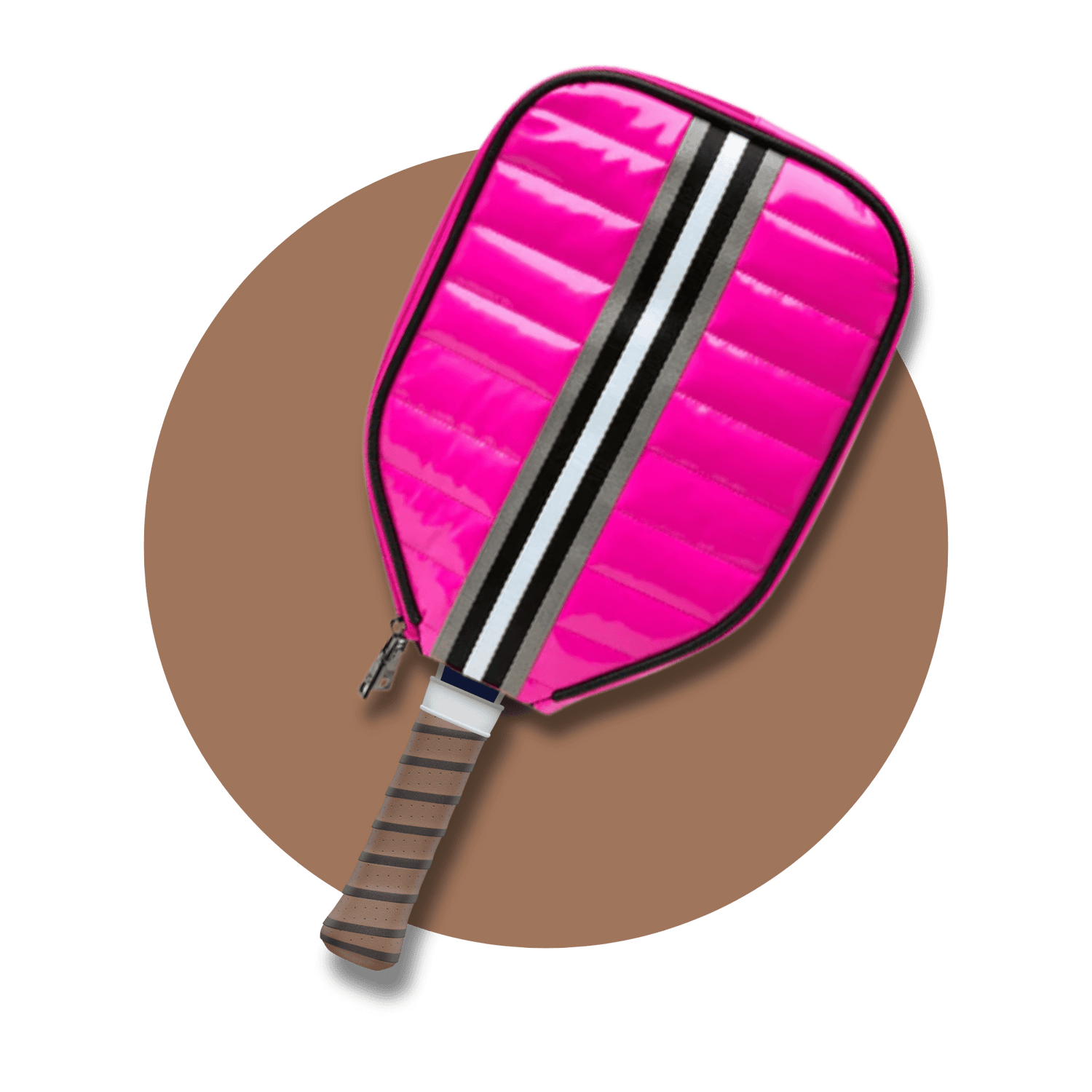 Pink Truffle custom pickleball paddle sleeve with quilted puffer design – fits standard, hybrid & elongated paddles
