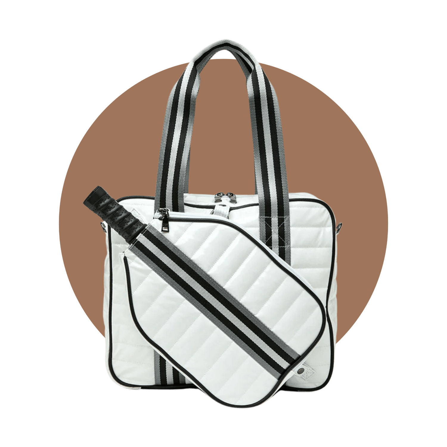 White pickleball bag with paddle holder – best pickleball tote for everyday play and travel.