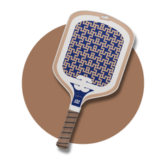 Top-rated pickleball paddle by NILK – Blue Honeydew Signature paddle with bold monogram pattern, built for spin and power.